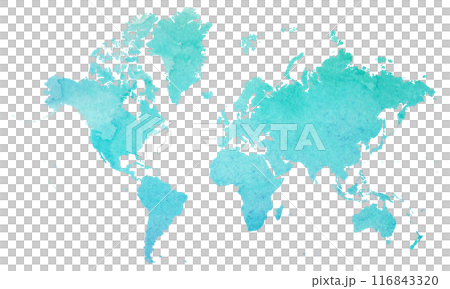 水彩風の世界地図のシルエットイラスト　スタンダード 116843320