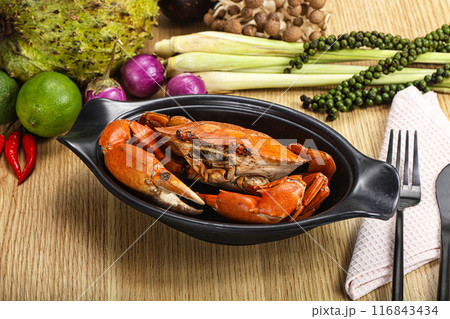 Delicous luxury steamed red crab Delicous luxury steamed red crab 116843434