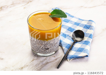 Sweet dessert - mango with chia 116843572