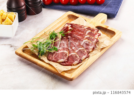 Italian pork sausage - prosciutto crudo 116843574