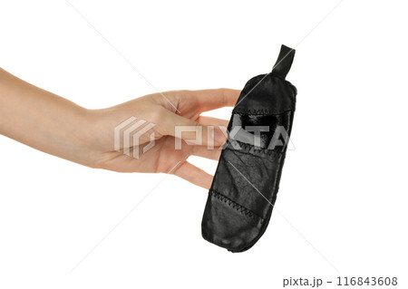 PNG, Handmade case in hand, isolated on white background 116843608