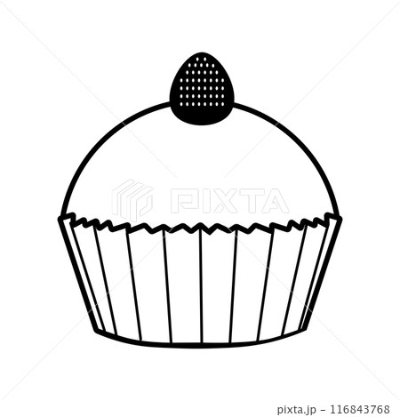 カップケーキの線画イラスト 116843768