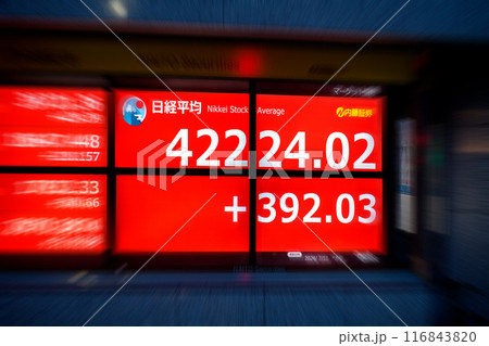 日本の東京都市景観初4万2000円台突破。3日連続史上最高値更新…株価/終値=11日、日本橋兜町 日本の東京都市景観初4万2000円台突破。3日連続史上最高値更新…株価/終値=11日、日本橋兜町 116843820