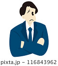 腕を組みながら考え事をするビジネスパーソンの男性 腕を組みながら考え事をするビジネスパーソンの男性 116843962