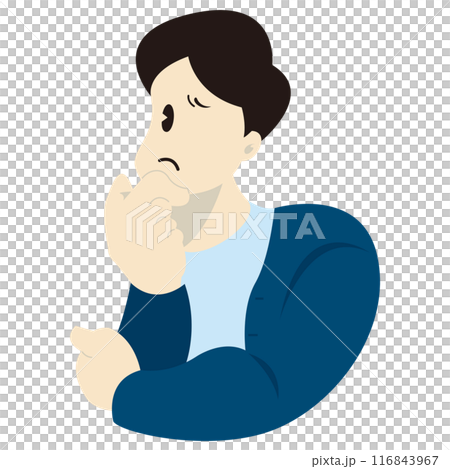 Man thinking with hand on chin Man thinking with hand on chin 116843967