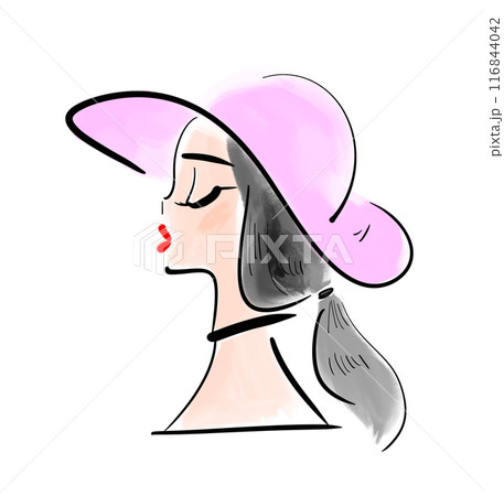帽子を被った女性の横顔 帽子を被った女性の横顔 116844042