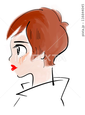 横顔の女性のイラスト 横顔の女性のイラスト 116844045