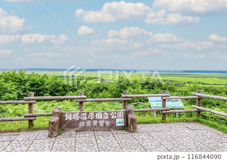 北海道釧路町　細岡展望台から望む夏の釧路湿原国立公園 116844090