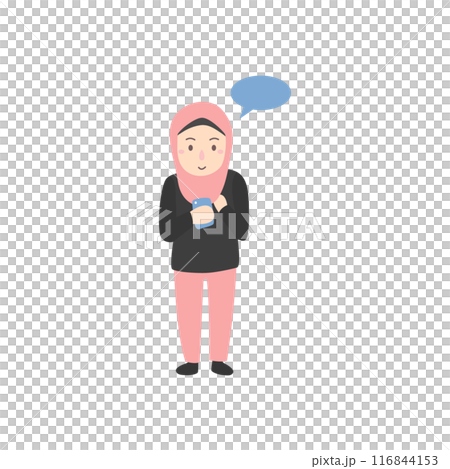 muslim woman use the smartphone  116844153