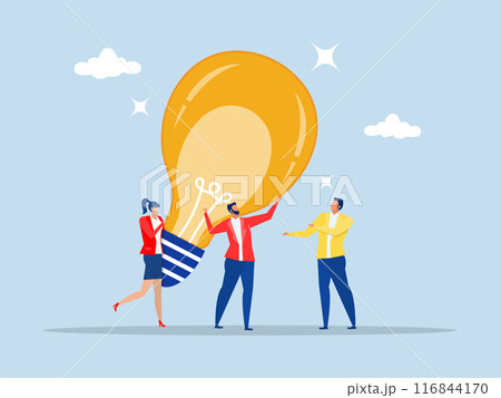 innovation or creativity idea concept, business people teamwork help carry big smart lightbulb innovation idea.invention help company achieve goal concept vector illustrator innovation or creativity idea concept, business people teamwork help carry big smart lightbulb innovation idea.invention help company achieve goal concept vector illustrator 116844170