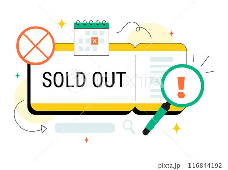 Sold Out Vector Illustration with Shopping Message or Special Offer Indicating the Product is Sold in a Flat Style Cartoon Background Sold Out Vector Illustration with Shopping Message or Special Offer Indicating the Product is Sold in a Flat Style Cartoon Background 116844192