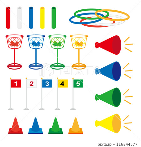 運動会で使うゴールの旗などのイラストセット 116844377