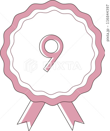 ランキング　バッジ　ロゼッタ　数字　9　コミック風　アイコン　ピンク 116844397
