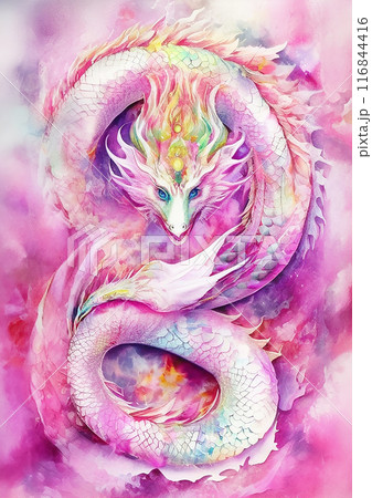No.455 龍神 虹龍 白龍 風景画 絵画 開運絵画