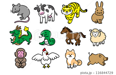 十二支ベクターイラストセット 十二支ベクターイラストセット 116844729
