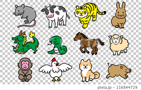 十二支ベクターイラストセット 十二支ベクターイラストセット 116844729