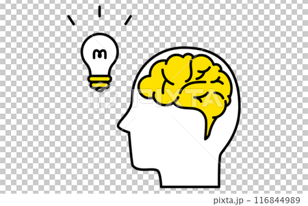 Brain of a person who has come up with an idea, business icons of target, goal achievement and goal 116844989