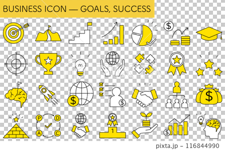 Target, goal achievement, and goal business icon set 116844990