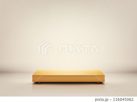 Minimal 3D Yellow Platform on White Background for Product Display and Mockup, Modern Style Design for Showcase 116845062