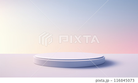 Minimalist 3D White Cylindrical Podium on Pastel Backdrop for Product Display 116845073