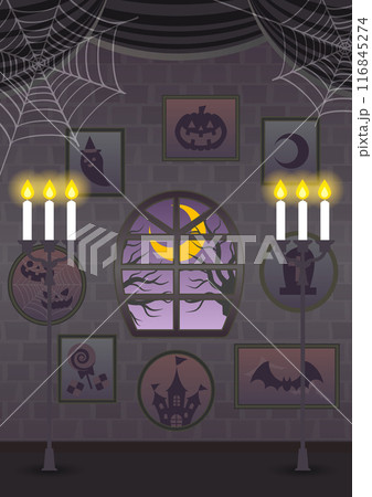ハロウィン、お化け屋敷、かわいい、暗い、怖い、イラスト、縦 116845274