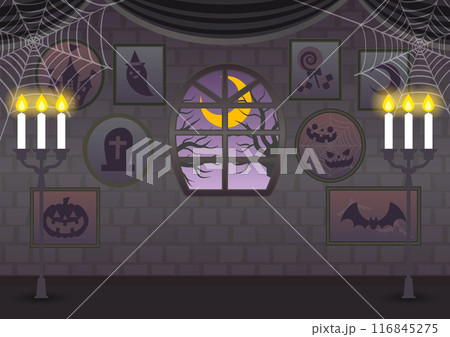 ハロウィン、お化け屋敷、かわいい、暗い、怖い、イラスト、横 116845275