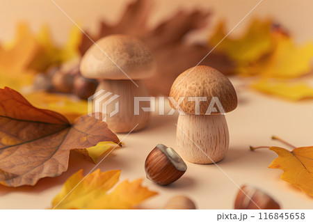 落ち葉とキノコのテクスチャー-2 落ち葉とキノコのテクスチャー-2 116845658