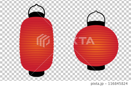 日式紅燈籠插畫素材，又長又圓 116845824