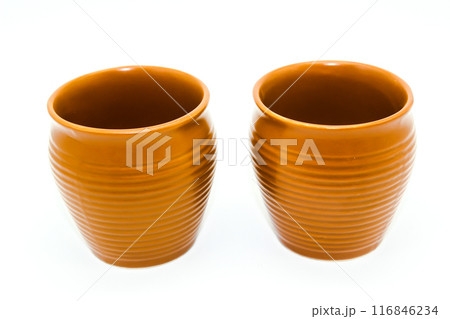 A picture of soil tea cup isolated on white background A picture of soil tea cup isolated on white background 116846234