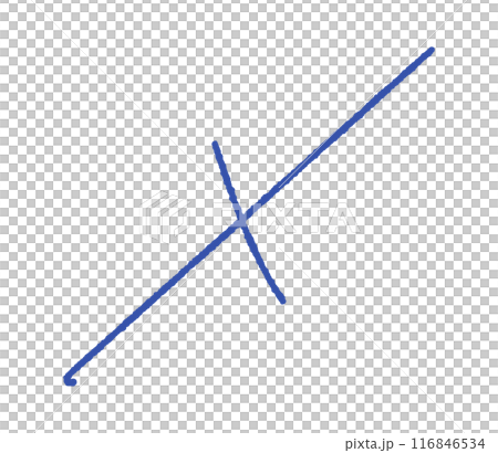 Roughly handwritten blue X - Wrong answer, cross mark, cross mark design material 116846534