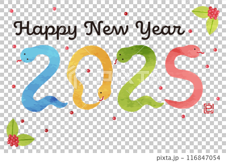 2025蛇年可愛新年賀卡插畫 116847054