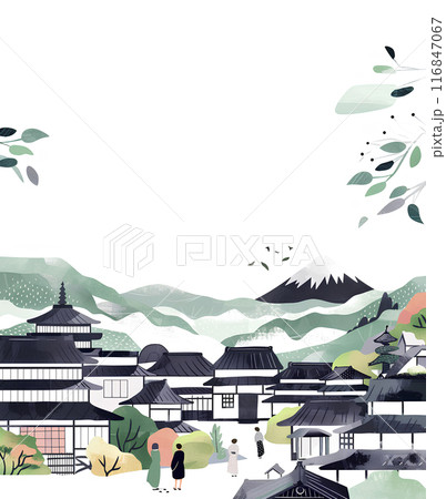 富士山の見える温泉街-2 116847067