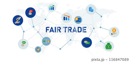 Fair trade concept ethical trading blue color illustration mind-map 116847089