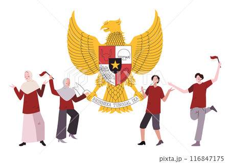 Pancasila celebration day young diverse red and white unity in diversity youth patriotic Indonesian Pancasila celebration day young diverse red and white unity in diversity youth patriotic Indonesian 116847175