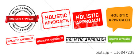holistic approach stamp and speech bubble label sticker for physic therapy health care 116847239