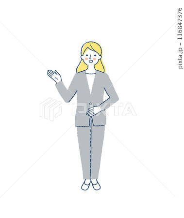 笑顔で案内するビジネスウーマン 笑顔で案内するビジネスウーマン 116847376