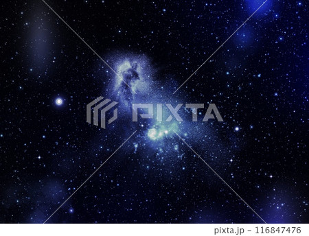 Blue Galaxy in universe and atmosphere with little stars at dark background Blue Galaxy in universe and atmosphere with little stars at dark background 116847476