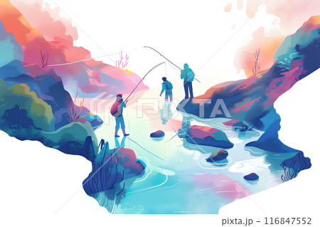 渓流釣りを楽しむ人々 116847552