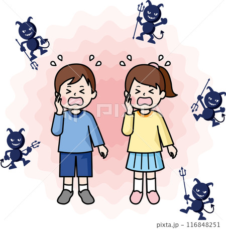 虫歯で泣く子供とバイキン 虫歯で泣く子供とバイキン 116848251