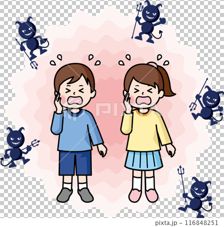 虫歯で泣く子供とバイキン 虫歯で泣く子供とバイキン 116848251