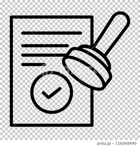 An icon indicating approval has been given. 116848490