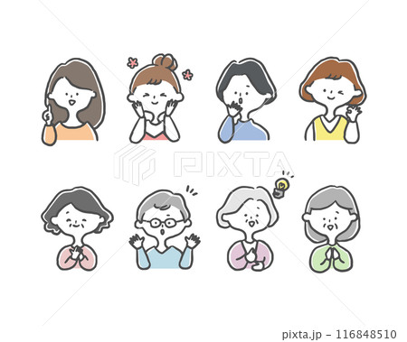 複数の女性イラスト素材 116848510