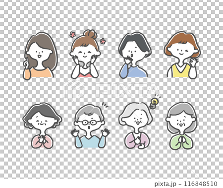 複数の女性イラスト素材 116848510