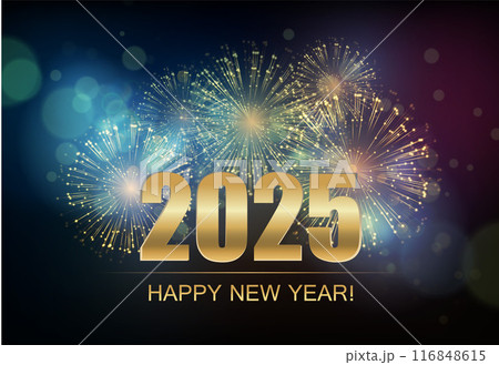 2025 New Year Abstract shiny color gold wave design element 2025 New Year Abstract shiny color gold wave design element 116848615