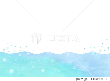 水彩調のおだやかな波のブルーフレーム 水彩調のおだやかな波のブルーフレーム 116849185