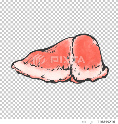 豬心手寫畫筆繪畫風格插畫 116849216