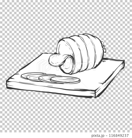 ポークハムの手書き筆絵風イラスト 116849237