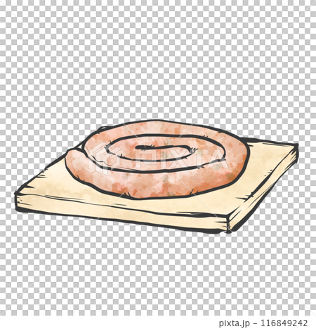 ぐるぐるポークソーセージの手書き筆絵風イラスト ぐるぐるポークソーセージの手書き筆絵風イラスト 116849242