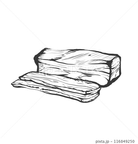 ブロックベーコンの手書き筆絵風イラスト 116849250