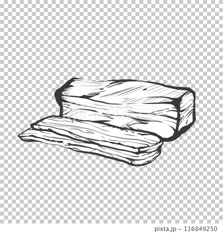 ブロックベーコンの手書き筆絵風イラスト 116849250